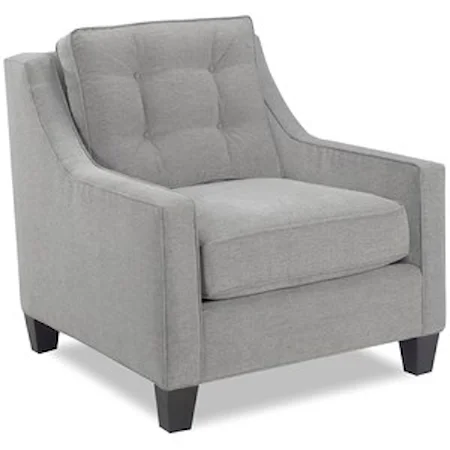 Contemporary Chair with Tufted Loose Pillow Back and Track Arms